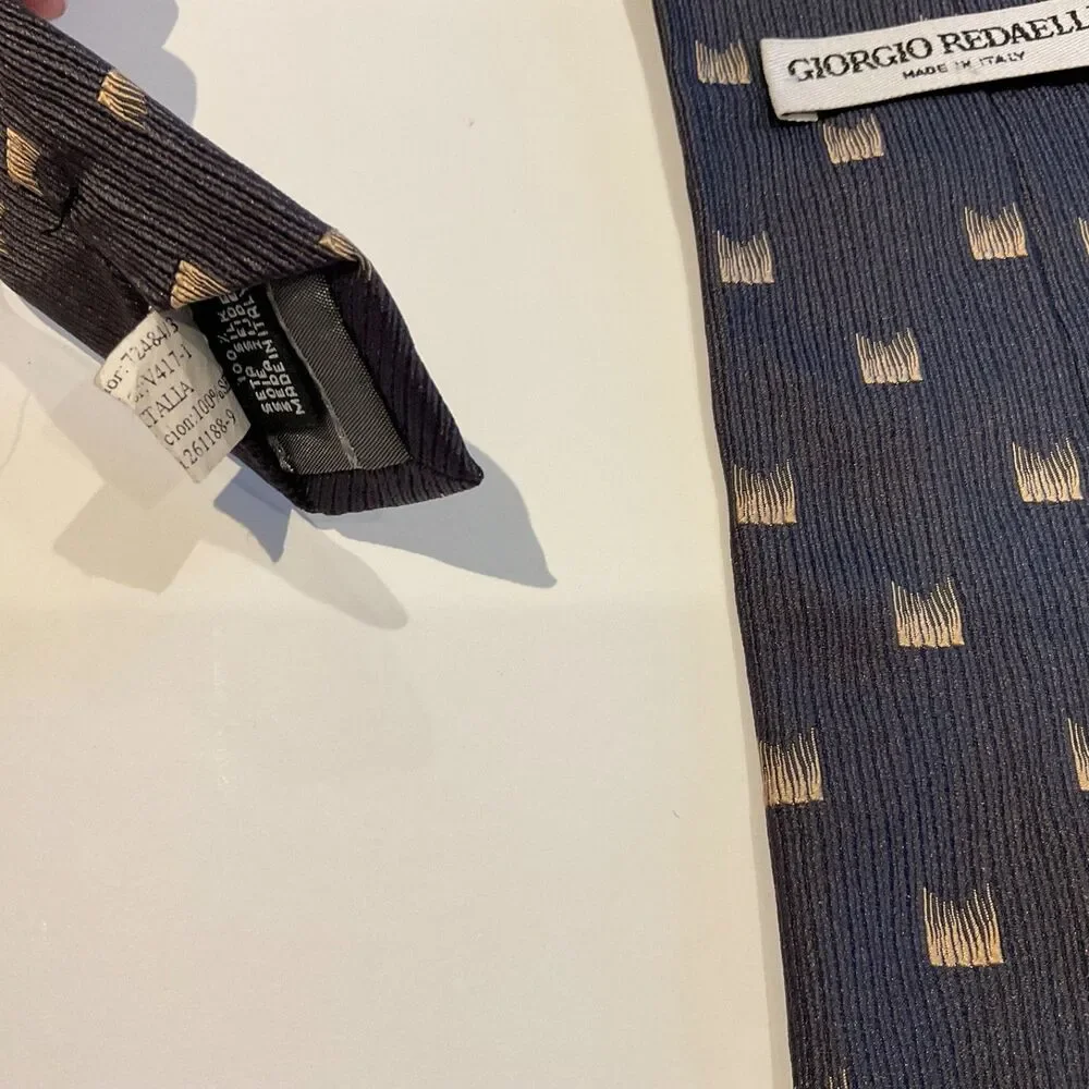 Giorgio Redaelli silk Neck Tie Men's Luxury Silk Classic Italy Blue geometric